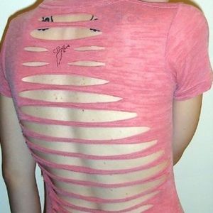 Self Apparel burnout Tee w/shredded back